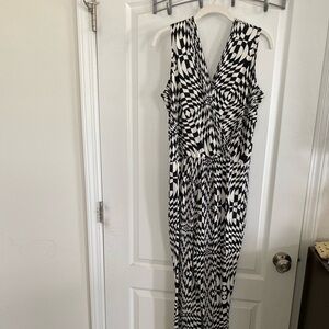 Nikki Poulos Jumpsuit Alice In Wonderland Large Black and White 70s psychodelic